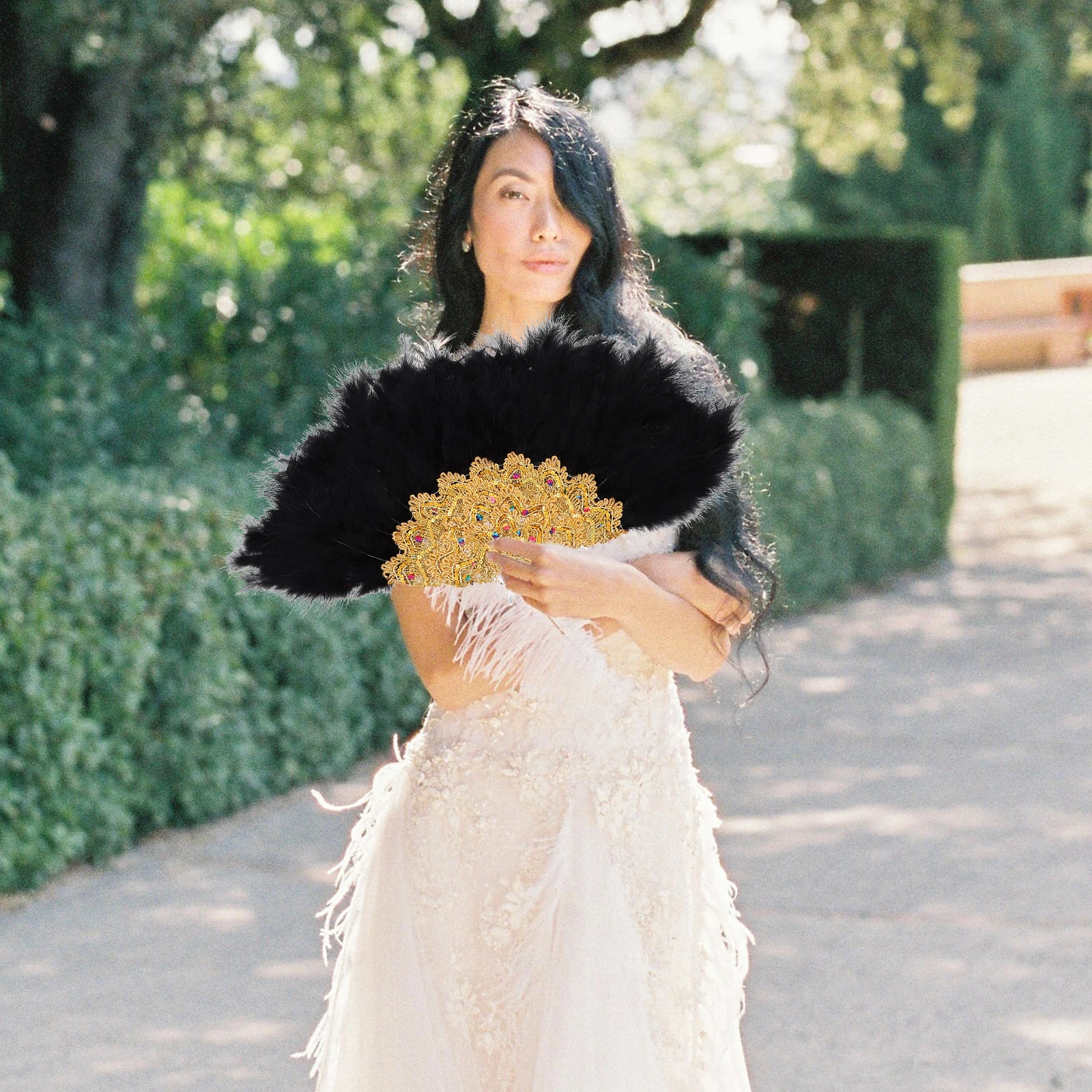 

Chic Plumage Fan Portable Premium Material Stylish Elegant Handheld Fan Perfect for Party Wedding Cosplay Performance
