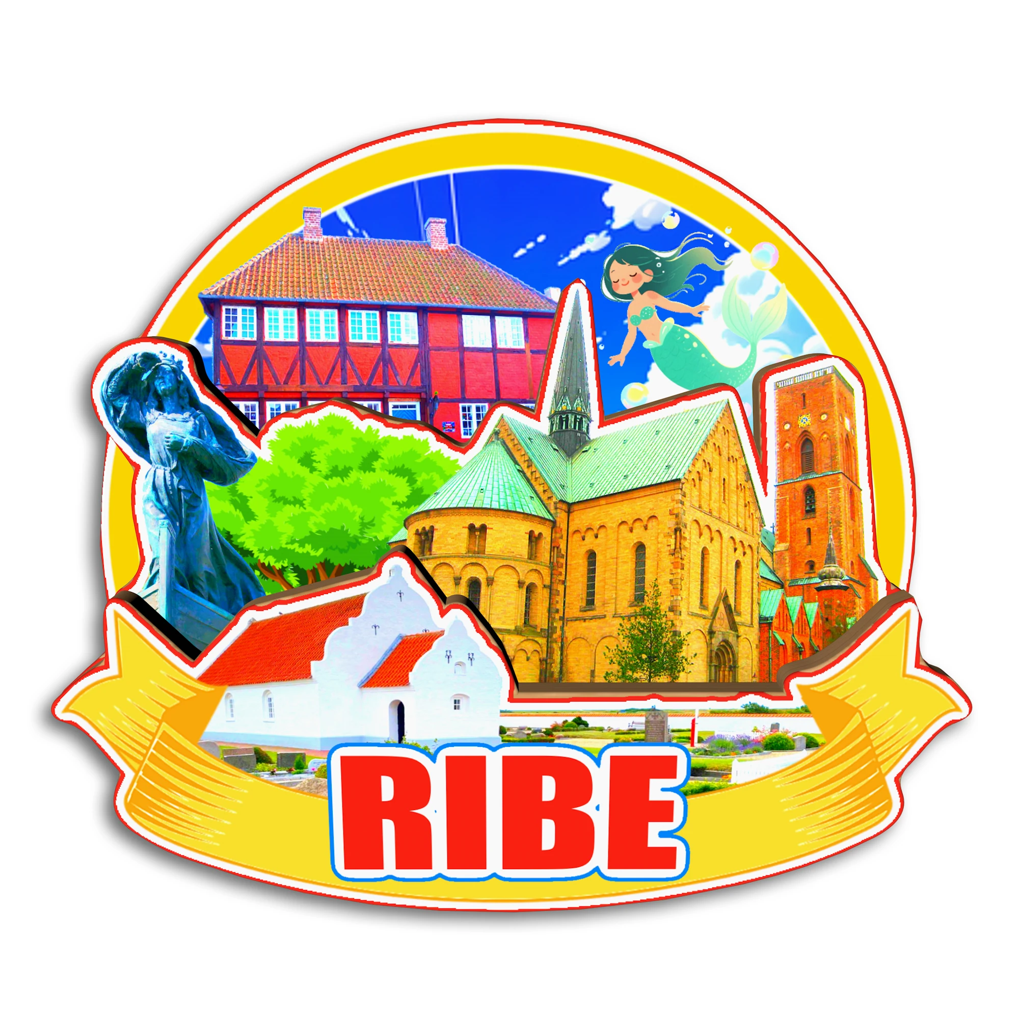 Imán para Refrigerador de Ribe, Aalborg, Roskilde, Skagen, Dinamarca, Recuerdo de Viaje, Regalo, Adhesivo Decorativo Hecho a Mano para Refrigerador, Decoración para el Hogar