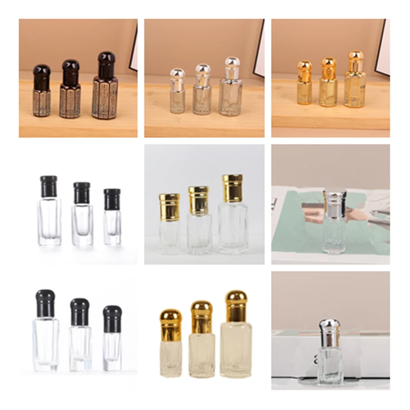 100pcs 3/6/12ML Portable Mini Gold Luxury Refillable Essential Oils Bottles Bronzing Liquid Containers