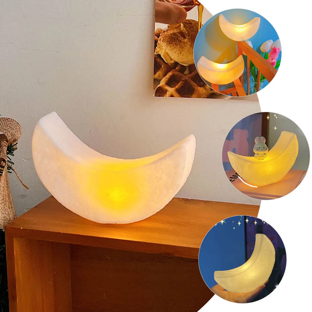 2 pezzi luna bambini camera da letto per bambini luce notturna camera da letto luce notturna LED decorativa mini bagliore caldo illuminazione della stanza artigianale in plastica morbida