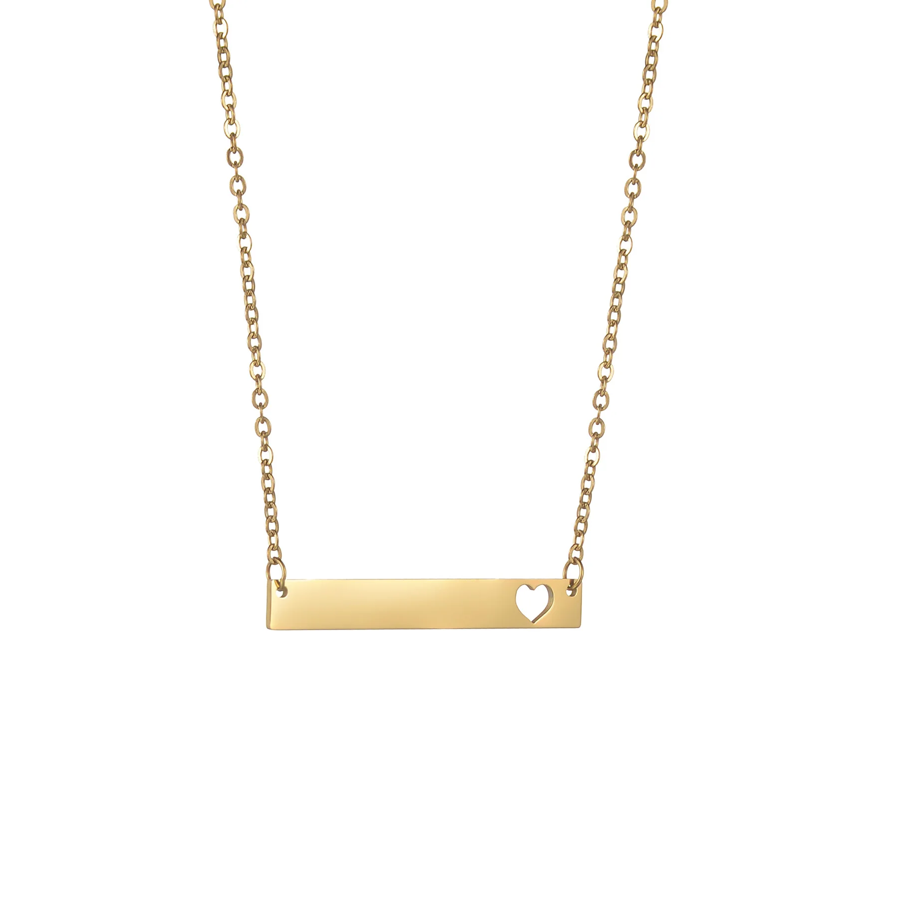 Acheerup Personalized Engrave Name Date Bar Necklace for Women Stainless Steel Customized Heart Moon Pendant Jewelry Kids Gift