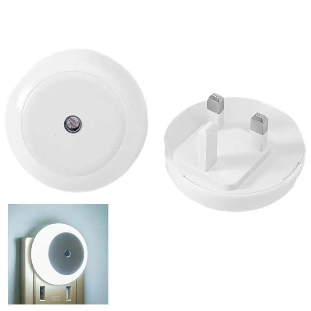 Wall Plug LED Night Light Smart Night Sensor Round Square Lamp For Bathroom Home Kitchen Hallway Staireway Bedroom Nightlight