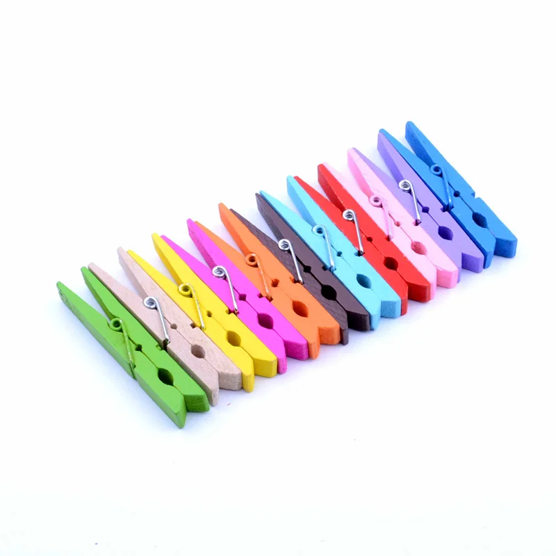 3-4.5cm Colored Clothespins 50pcs Natural Pins Strong Grip Multi-purpose Colored Clothes Pins for Crafts Hanging Clothes Laundry