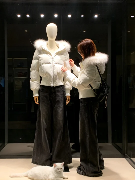 

Winter 2025 Thiened ort Cotton Jaet Women's Warm Sli Pink Versatile Outerwear Commute Korean Sle Zipper Pure Color