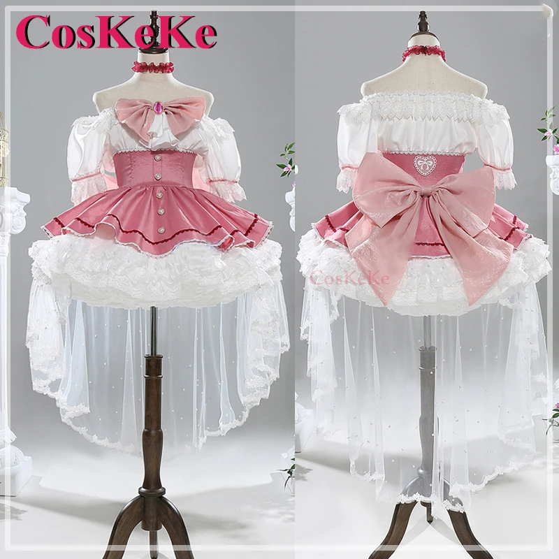 CosKeKe Kaname Madoka Cosplay Anime Puella Magi Madoka Magica Costume Palgantong Sweet Gorgeous Formal Dress Role Play Clothing