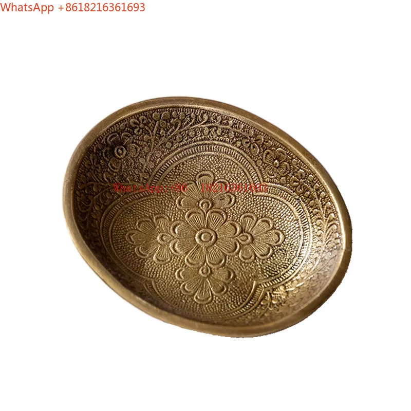 European-style Engraved Classical Handmade Imported Brass Light Luxury Glass Soap Tray Jewelry Ring Storage Box Ornament