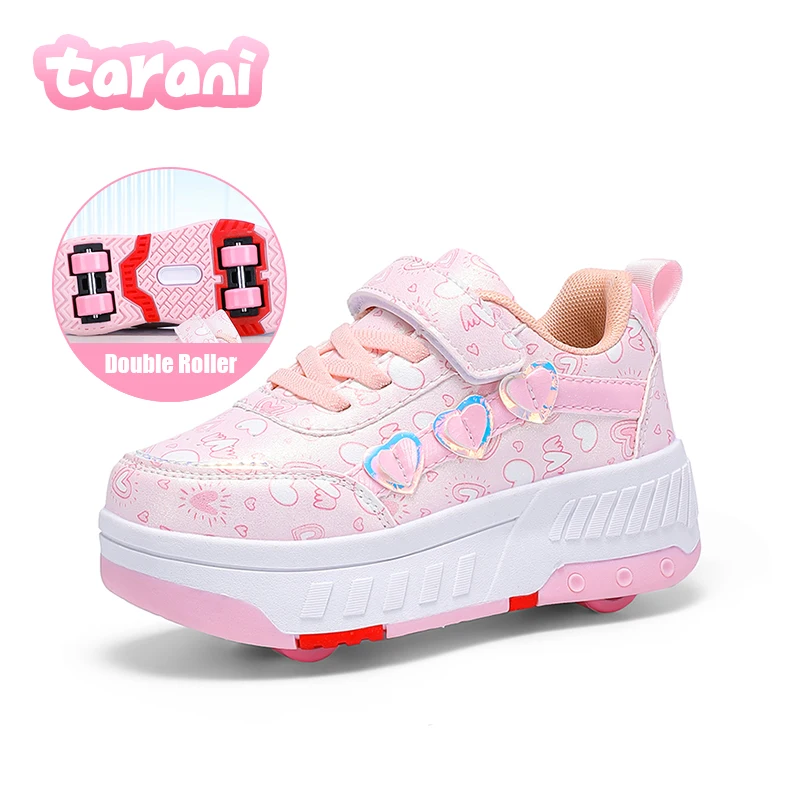 

Регулируемые роликовые коньки для девочек, обувь с принтом любви, детские модные повседневные спортивные кроссовки, тренировочная обувь для скейтбординга для детей