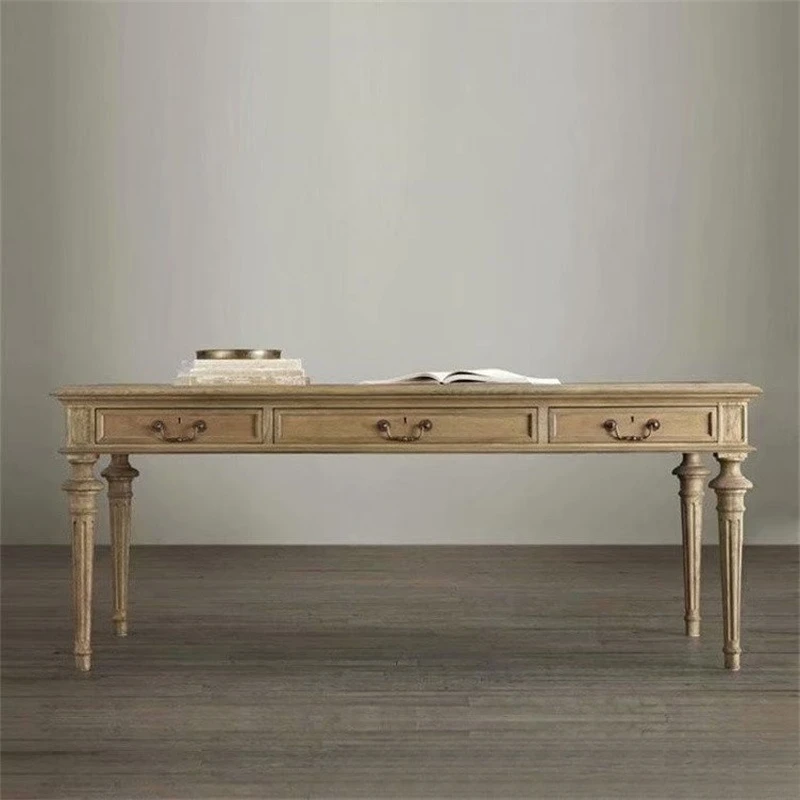 American carved oak computer table retro writing table