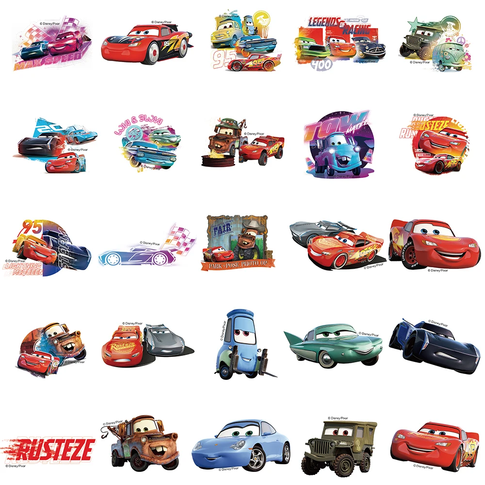 10/30/50pcs Disney Cartoon Cars Lightning McQueen Stickers DIY Stationery Fridge Motorcycle Luggage Waterproof Sticker Graffiti