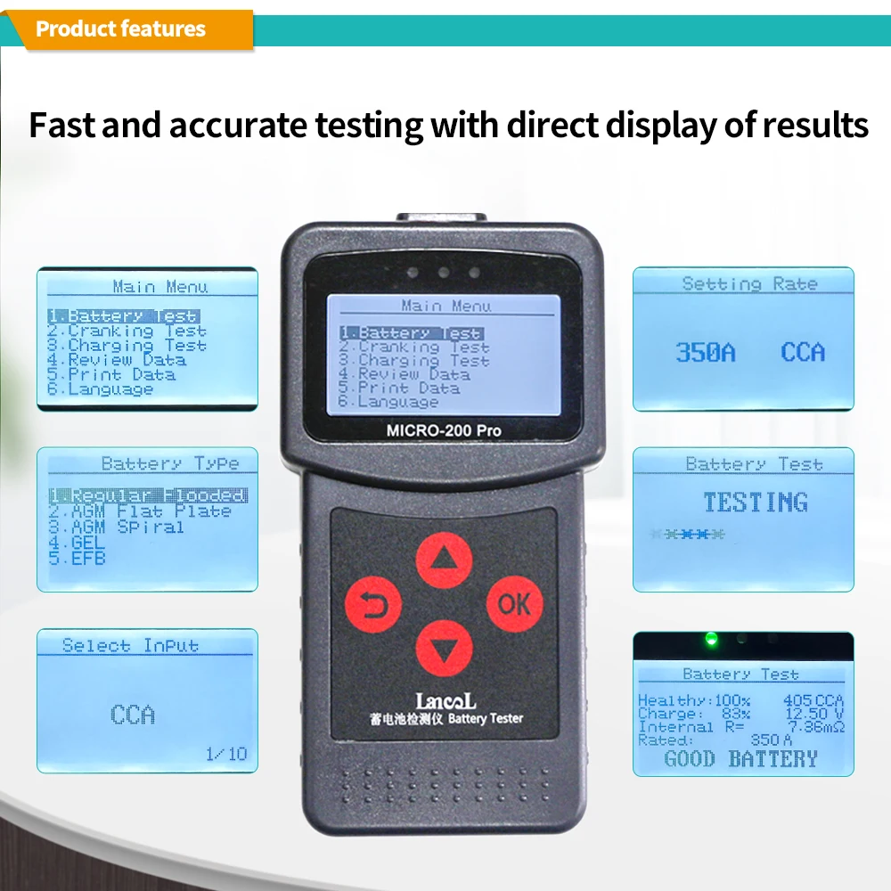 Micro-200 Pro 12v CCA Car Battery System Tester Diagnostic Tool New Upgrade with Q5 Model