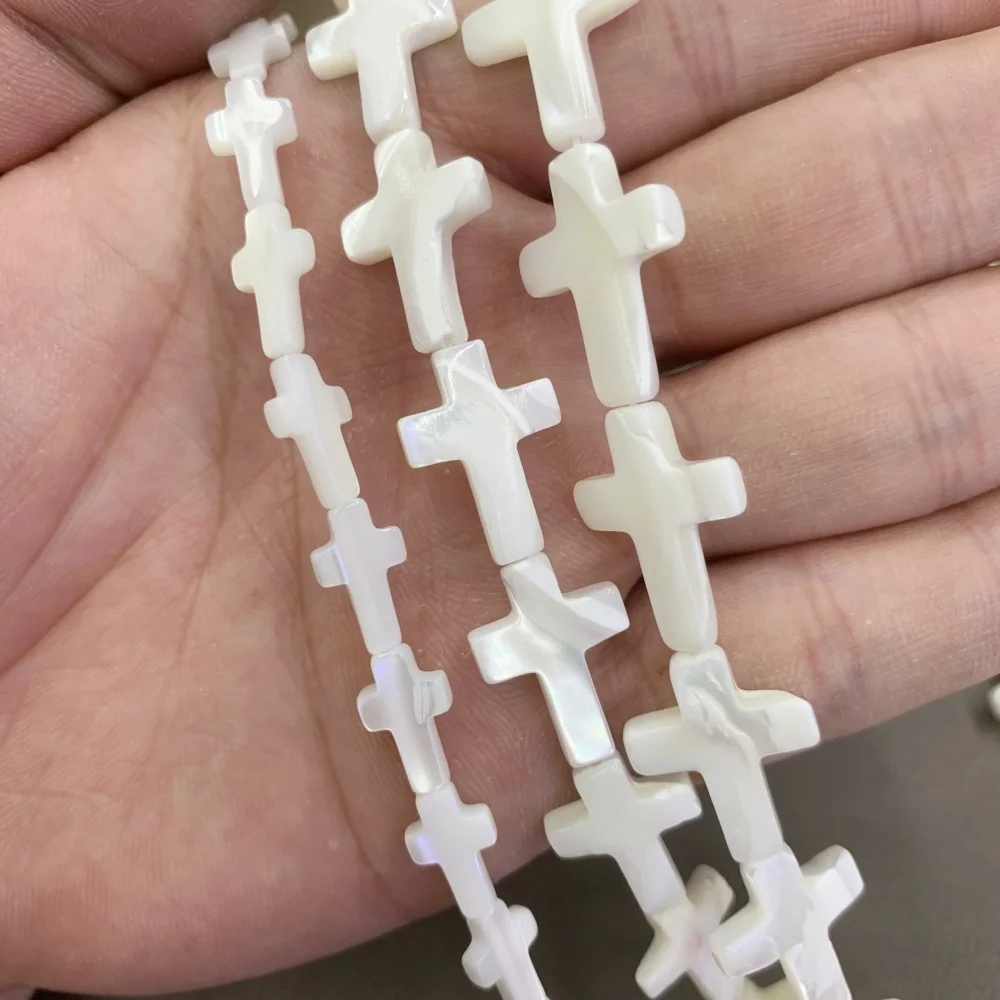 

Natural Conch Shell White Pearl Shell Cross Shape Beads 7x13 13x18mm Loose Beads For Diy Bracelet Necklace Jewelry Making 15"