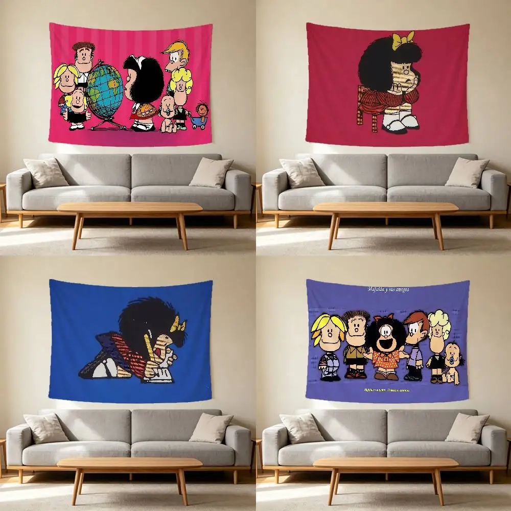 M-Mafalda Girl Wall Hanging Tapestry Wall Hanging Psychedelic Hippie Tapestry Bedroom Decoration