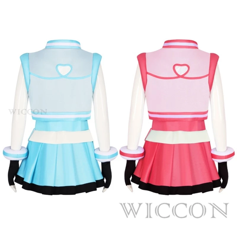 Power Cos Puff Girls Cosplay Costume Hyper Blossom Rolling Bubbles Costume Vest Coat Dress Outfit Hairband Gloves Belt