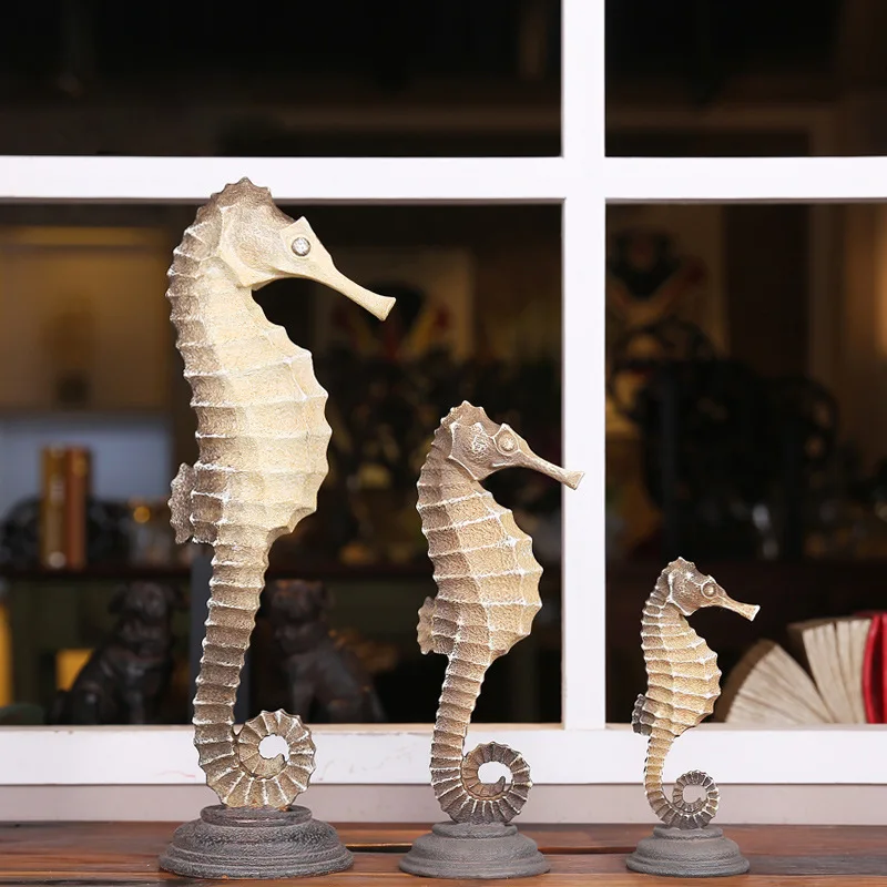 Resin Crafts Simulation Animal Sculpture Hippocampus Ocean Desktop Ornaments Decorative Figurines Home Decoration
