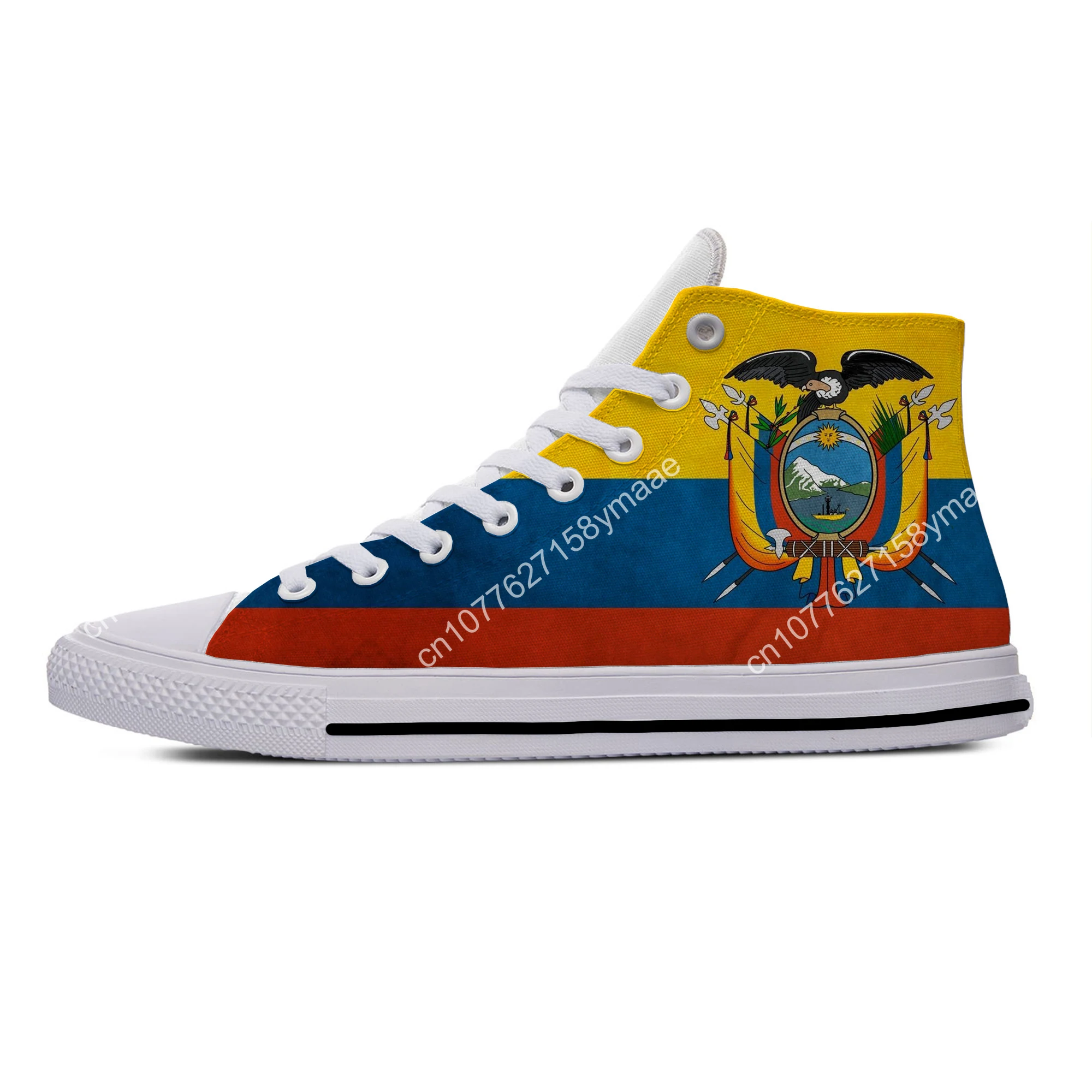 Hot Cool Ecuador Flag Cool Fashion Popular Patriotic Casual Shoes High Top Breathable Board Shoes Men Women Lightweight Sneakers