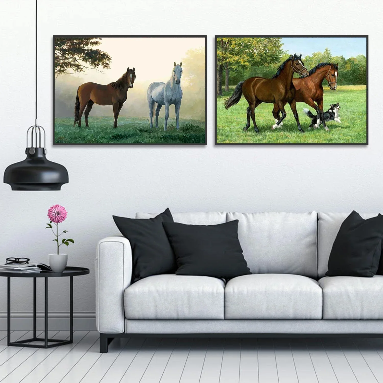 DIY 5D Diamond Painting Kit Playful Horses- Perfect Gift for Handmade Home Decor