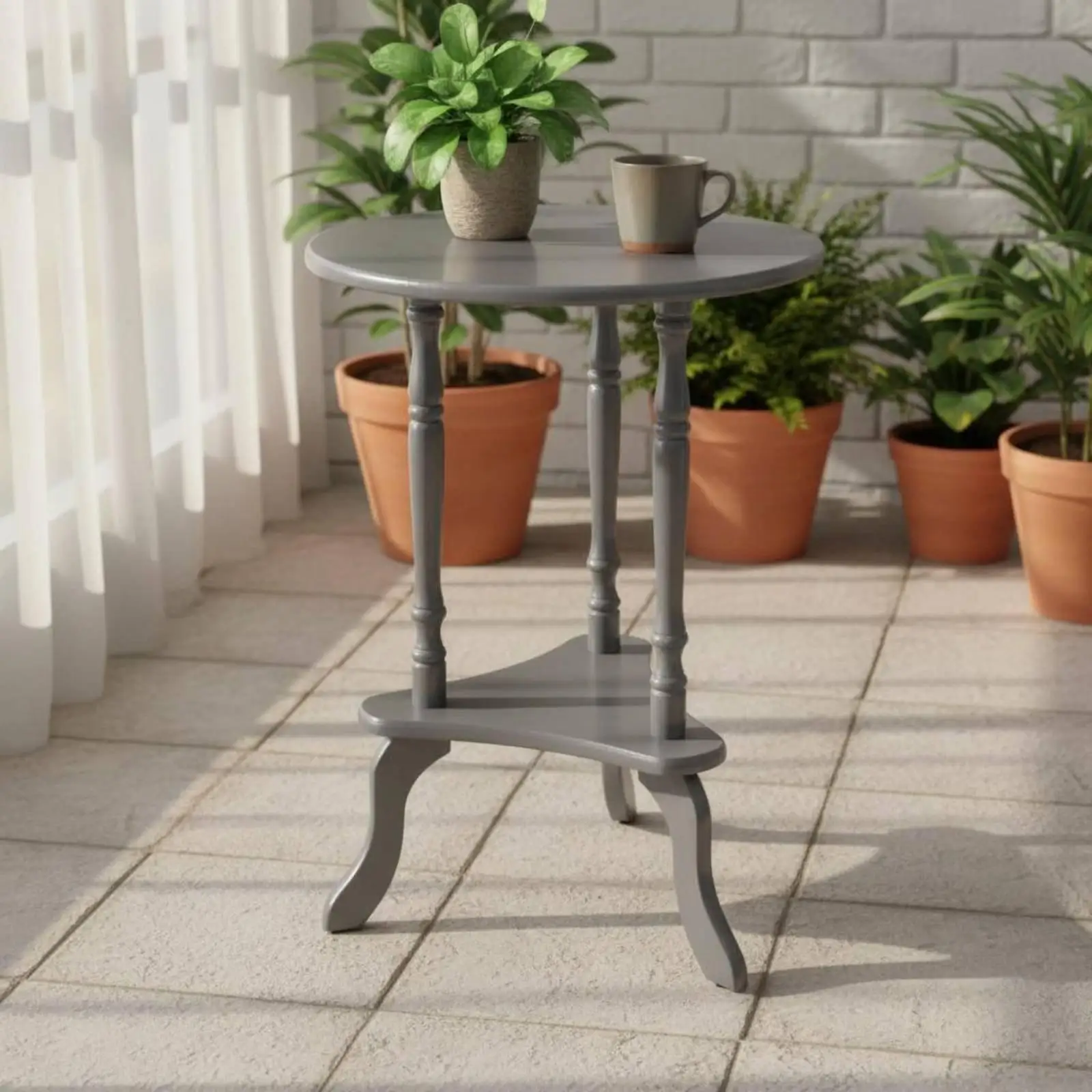Small Round Corner Table Classic Design Round End Table Space Saving for Balcony