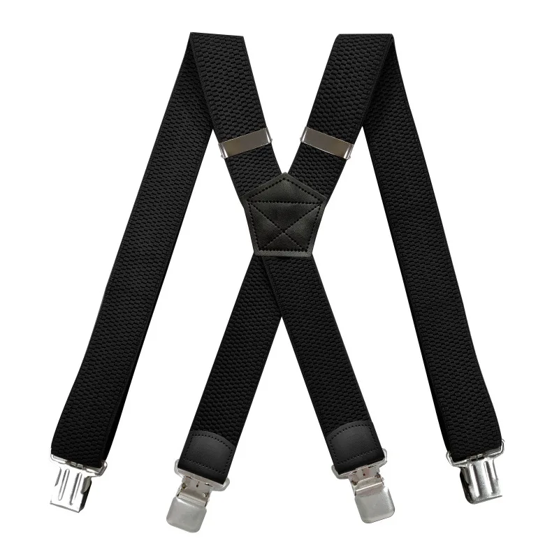 Suspender Pria 4 Klip Kawat Gigi Kulit Tali Celana Suspensorios Kasual 3.8*120Cm Hadiah untuk Ayah Corna GrainTirantes