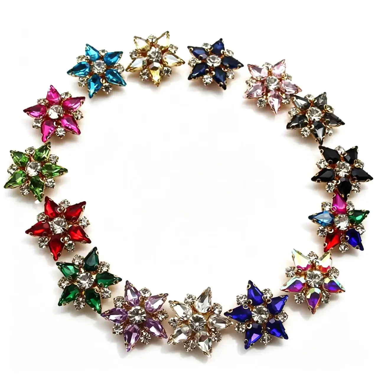  2Pcs Multi‑Color Star Rhinestone Snap Buttons Crystal Inlaid Metal Buttons for Dress Costume Embellishment DIY Craft Supplies