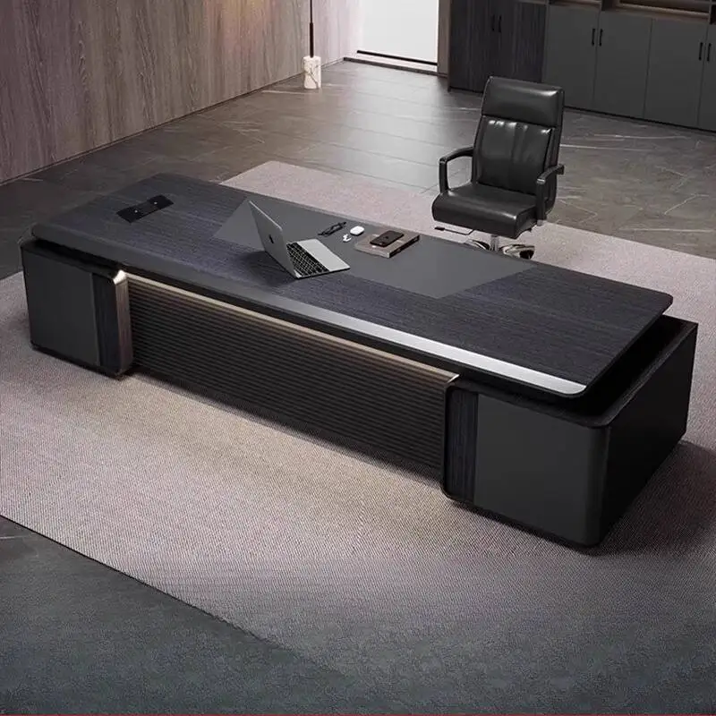 

Black Designer Executive Office Desk Storage Manager Modern Drawers Computer Desk Study Large Mesa Escritorio Work Station Table