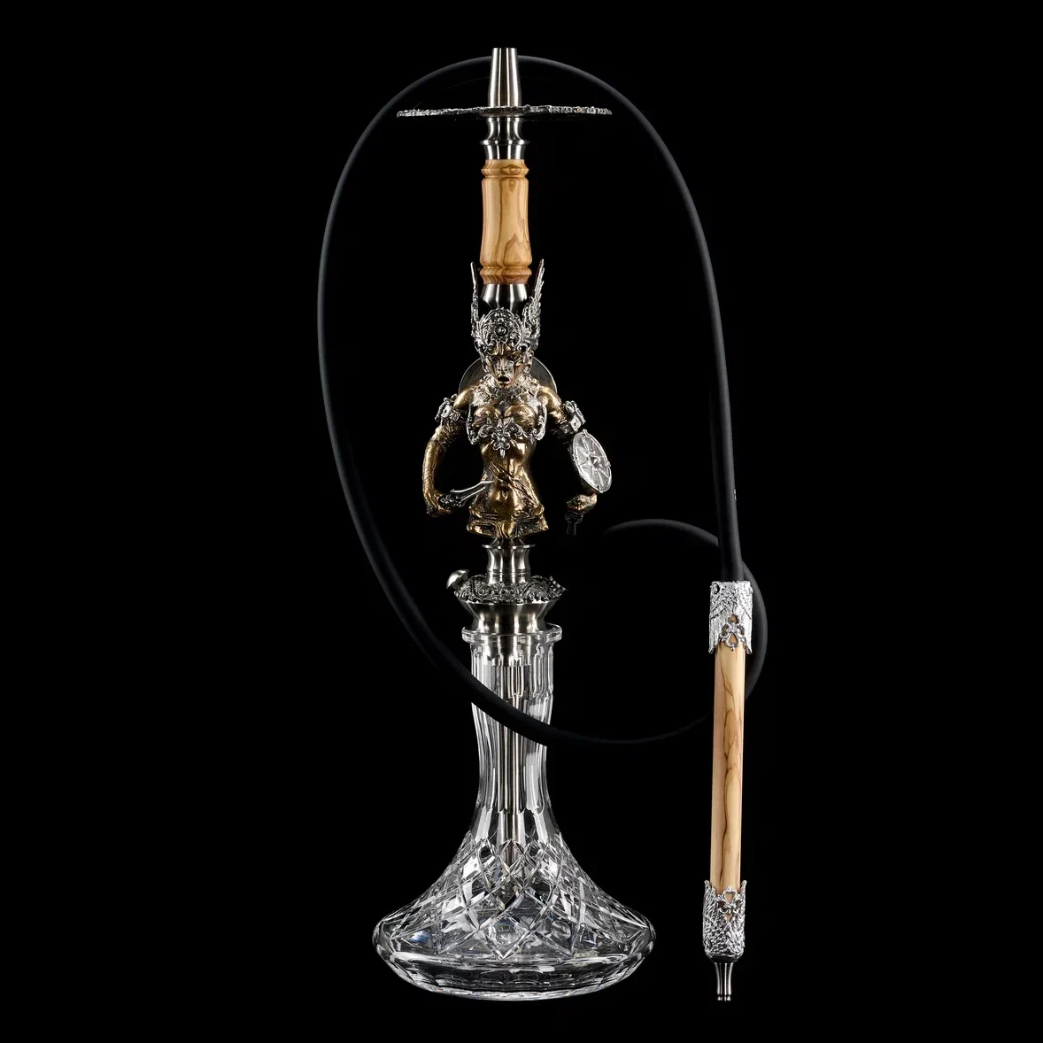 

Maklaud Cold Golda Hookah Shisha Set High Quality 304 Stainless Steel Large Hookah with Glass Bottle Single Pipe