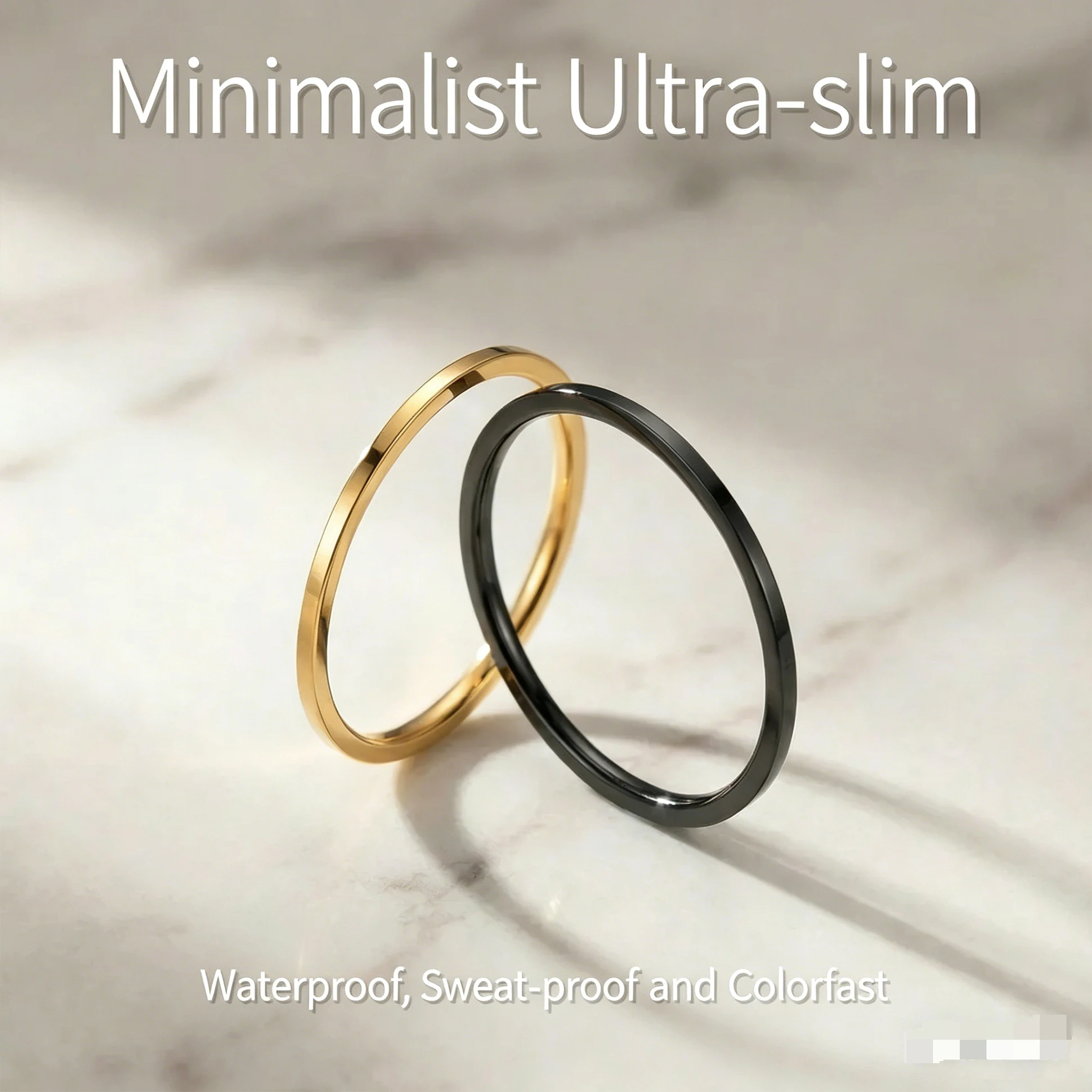 Anel de aço titânio de 1mm, cor ouro/ouro rosa/prata, anéis simples femininos finos, joia de casamento, presente.