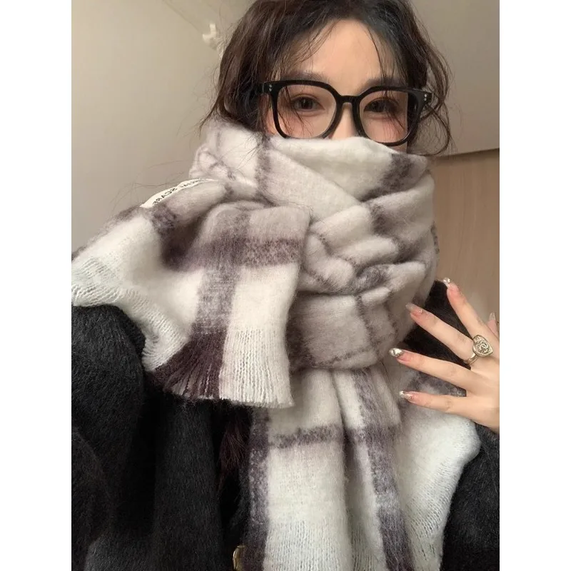 Women Thick Warm Winter Scarf Design Women Faux Cashmere Pashmina Shawl Lady Wrap Tassel Scarves Knitted Men Foulard Blanket