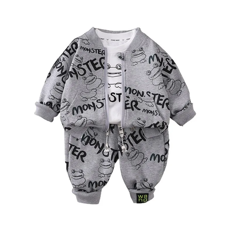 New Spring Autumn Baby Girls Clothing Children Boys Cartoon Jacket T-Shirt Pants 3Pcs/Sets Kids Clothes Suit Infant Tracksuits