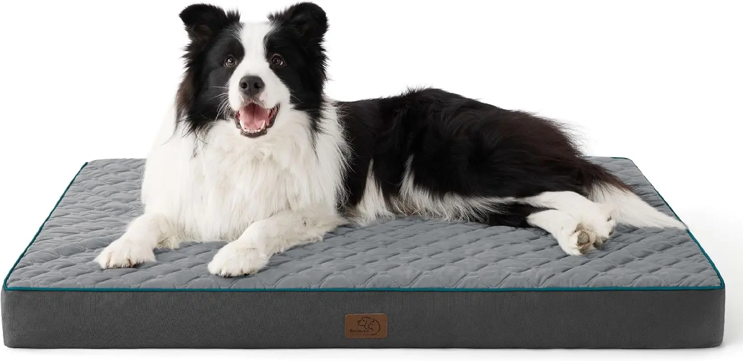 

Orthopedic Dog Bed Large Sized Dog - Memory Foam Pet Mattress with Removable Washable Cover and Egg Crate Foam, Thick Flat