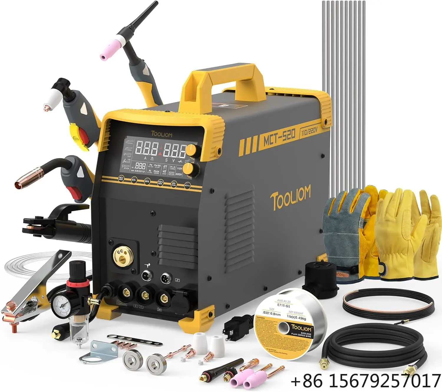 MCT-520 MMA TIG MIG Welder 110V 220V Dual Voltage ARC Welding Machine LED Display Portable Welding Kit