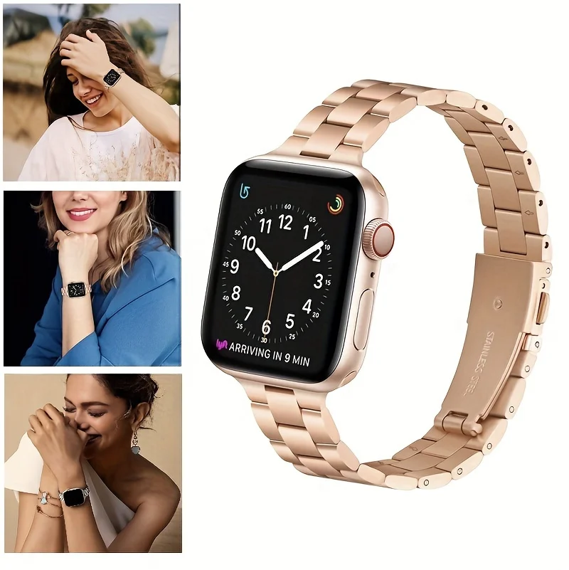 Cinturino in acciaio inossidabile per apple watch, 44/45/46mm, 40mm, 42-38-41mm, bracciale in metallo ultra sottile 2 49mm, serie iwatch 10 8 7 6 SE