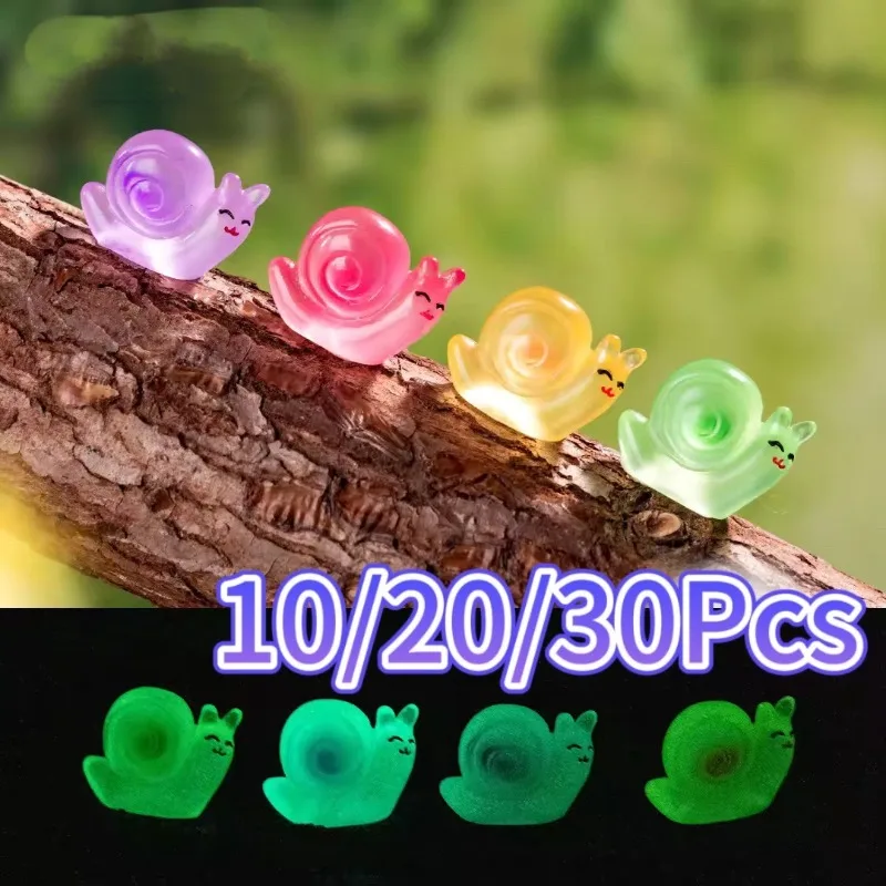 10-30 Glowing Mini Snails Moss Micro Landscape Decoration Glow In The Dark Snails Figurines Resin Snail Fairy Garden Accessories