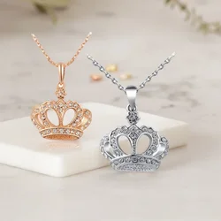 VOQ Fashion New Full Crystal Crown Pendant Necklaces for Women Princess Chain Necklace Jewelry Party Gifts Wholesale