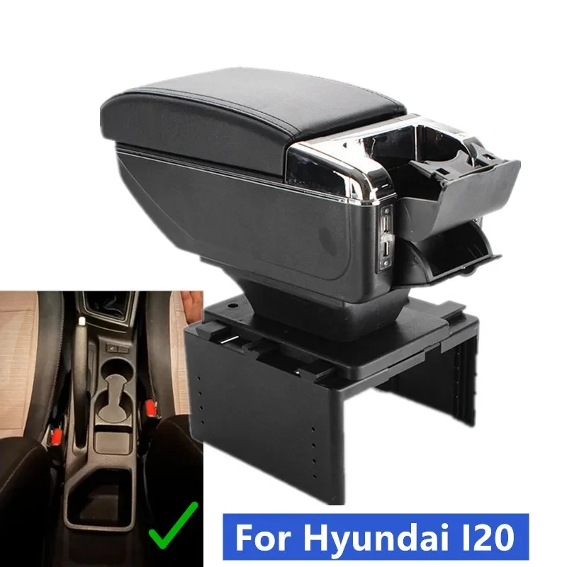 

NEW For Hyundai I20 Armrest Box for Hyundai I20 Car Armrest Box Center Storage Box Interior Retrofit USB Car Accessories