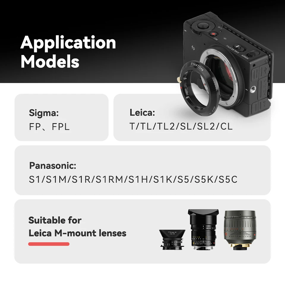 TTArtisan M-L Adapter for Leica M-mount to Sigma FP FPL Leica T TL TL2 SL SL2 CL Panasonic S1 S1M S1RM S1H S1K S5 S5C S5K