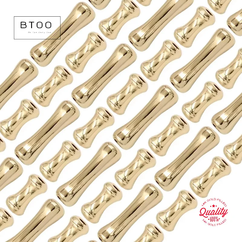 

14 К позолоченные позиционирующие бусины в форме кости, бамбуковая соединительная трубка для DIY ювелирных изделий ручной работы, аксессуары для рукоделия, бусины