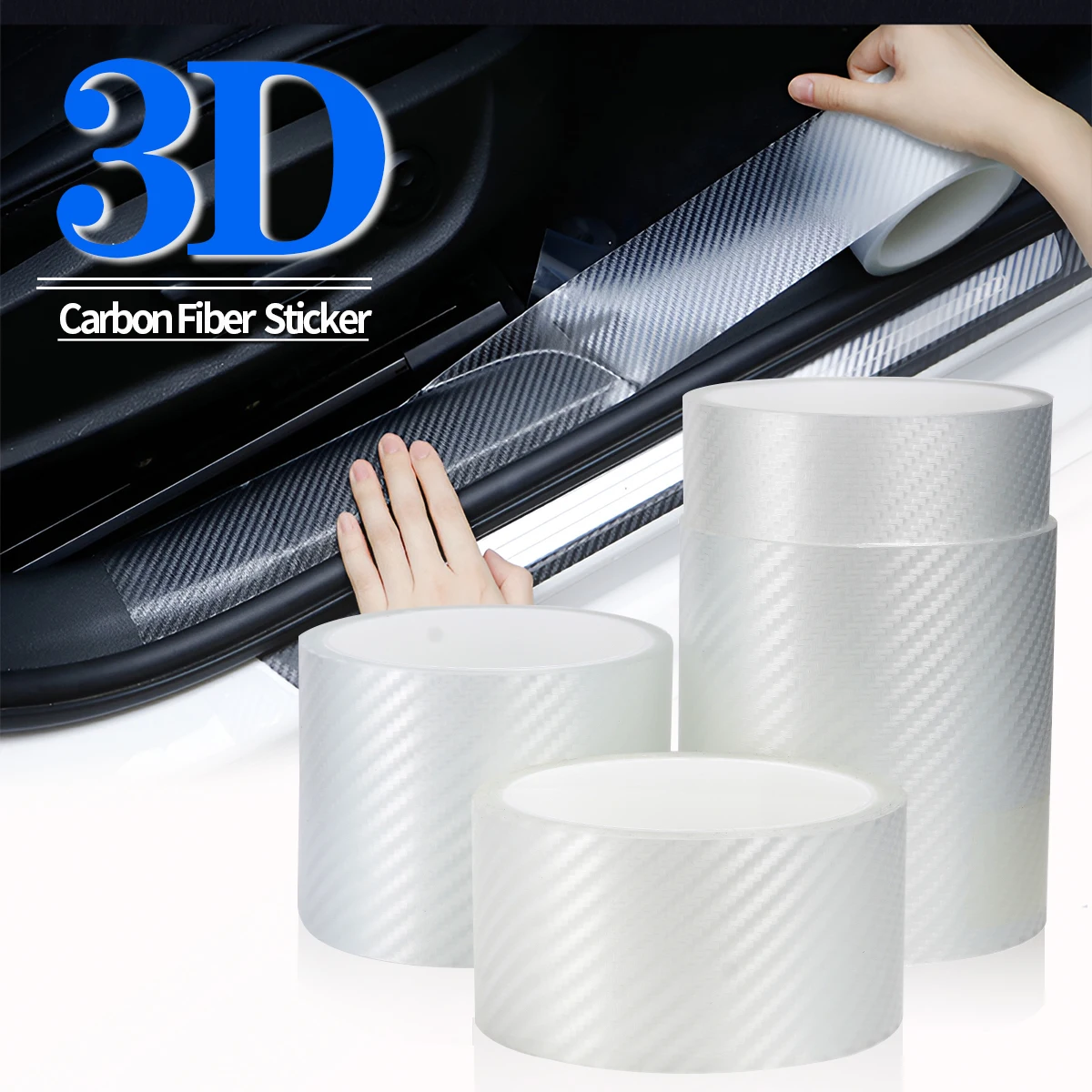Car Door Protective Film Transparent 3D Carbon Fiber Door Edge Protector Wear-Resistant Anti Scratch Paint Guard Matte Sticker