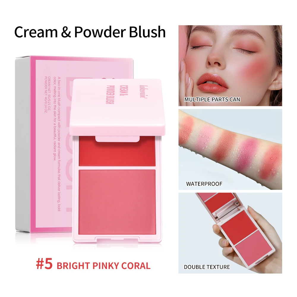 2 em 1 creme & pó blush fosco natural blush paleta de maquiagem dos olhos longa duração alta renderização de cor brilhante mindinho patrick ta blush