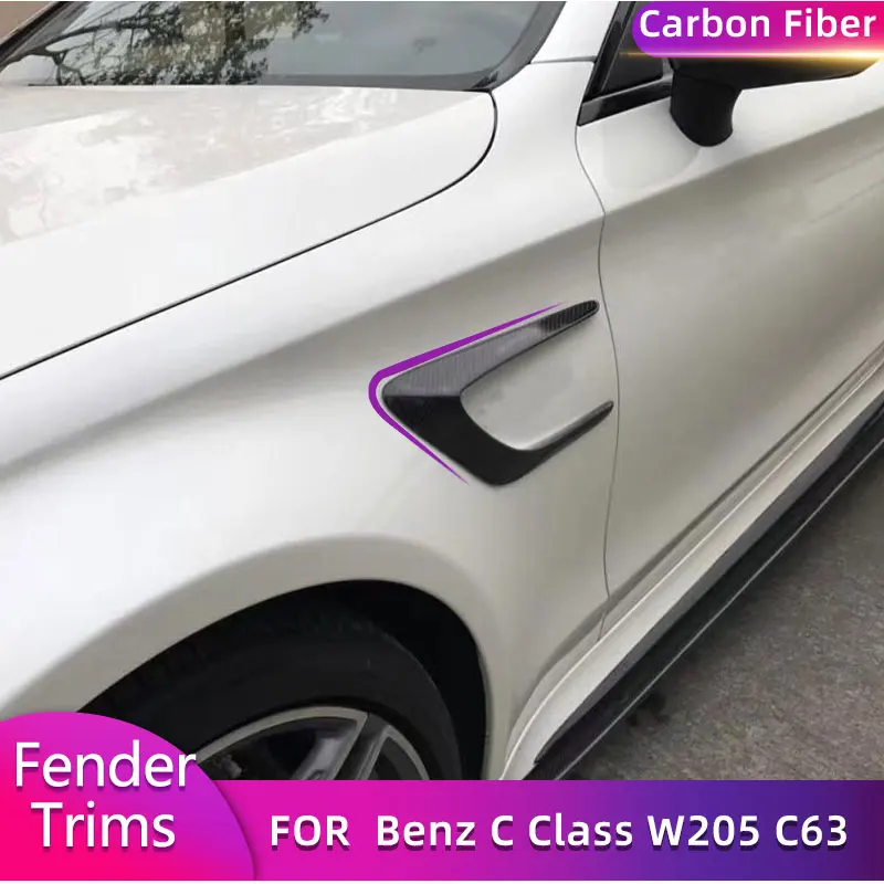 For Mercedes Benz C Class W205 C205 C63 AMG Coupe 2-Door 2015-2017 Car Front Side Fender Air Vent Trims Canards Carbon Fiber