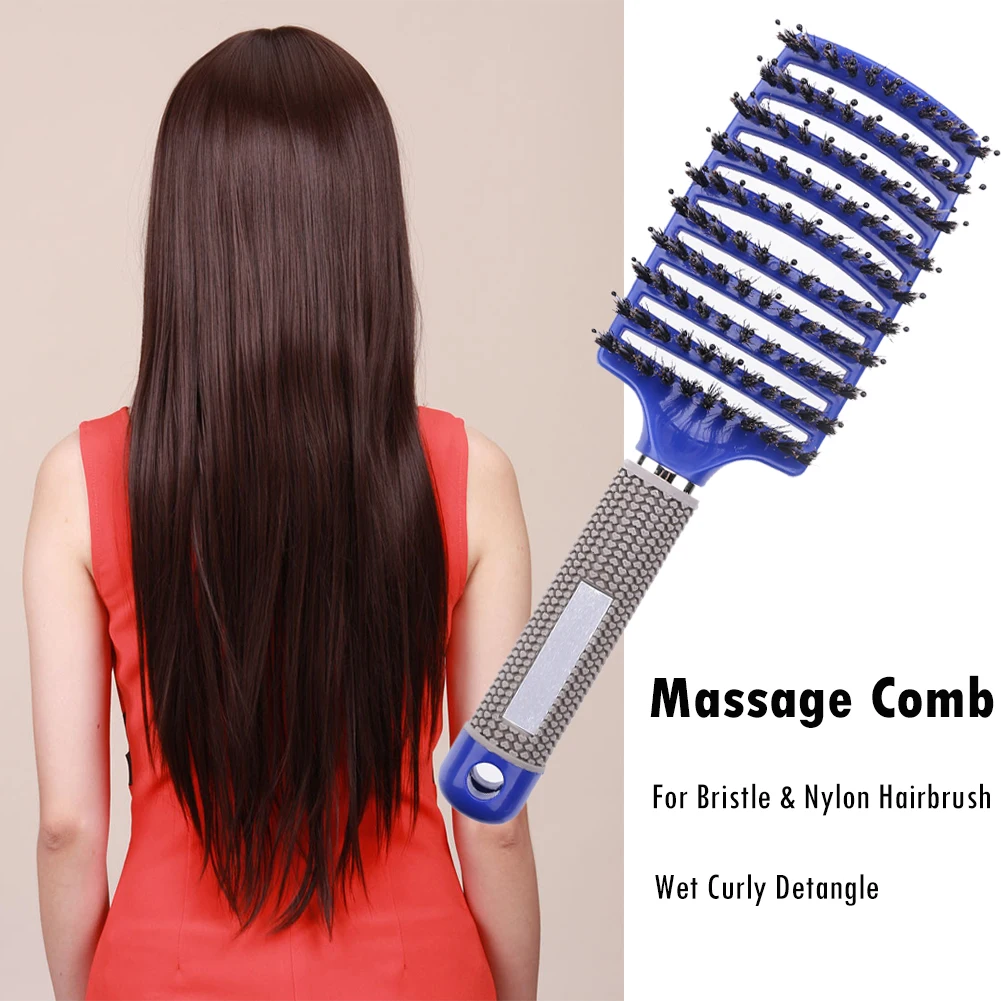 Straight Curly Hair Styling Brush Resin Bristle Portable Hair Brush Gentle Straighten Hairdressing Styling Tools for Hair Style - Image 4