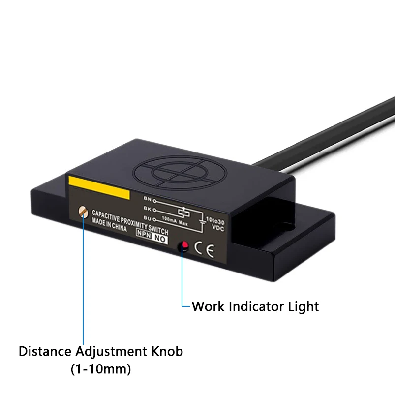 Square Capacitive Proximity Switch Liquid Level Sensor Non-metallic Detection Switch Material Line Sensor Switch DC Detects Any