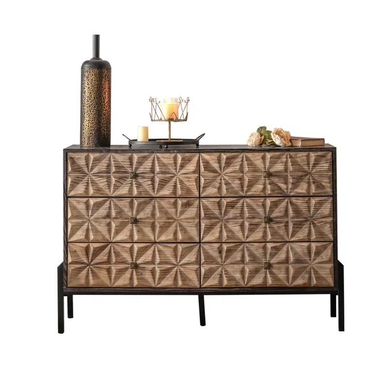 

American retro wooden side cabinet, storage decorative shoe cabinet