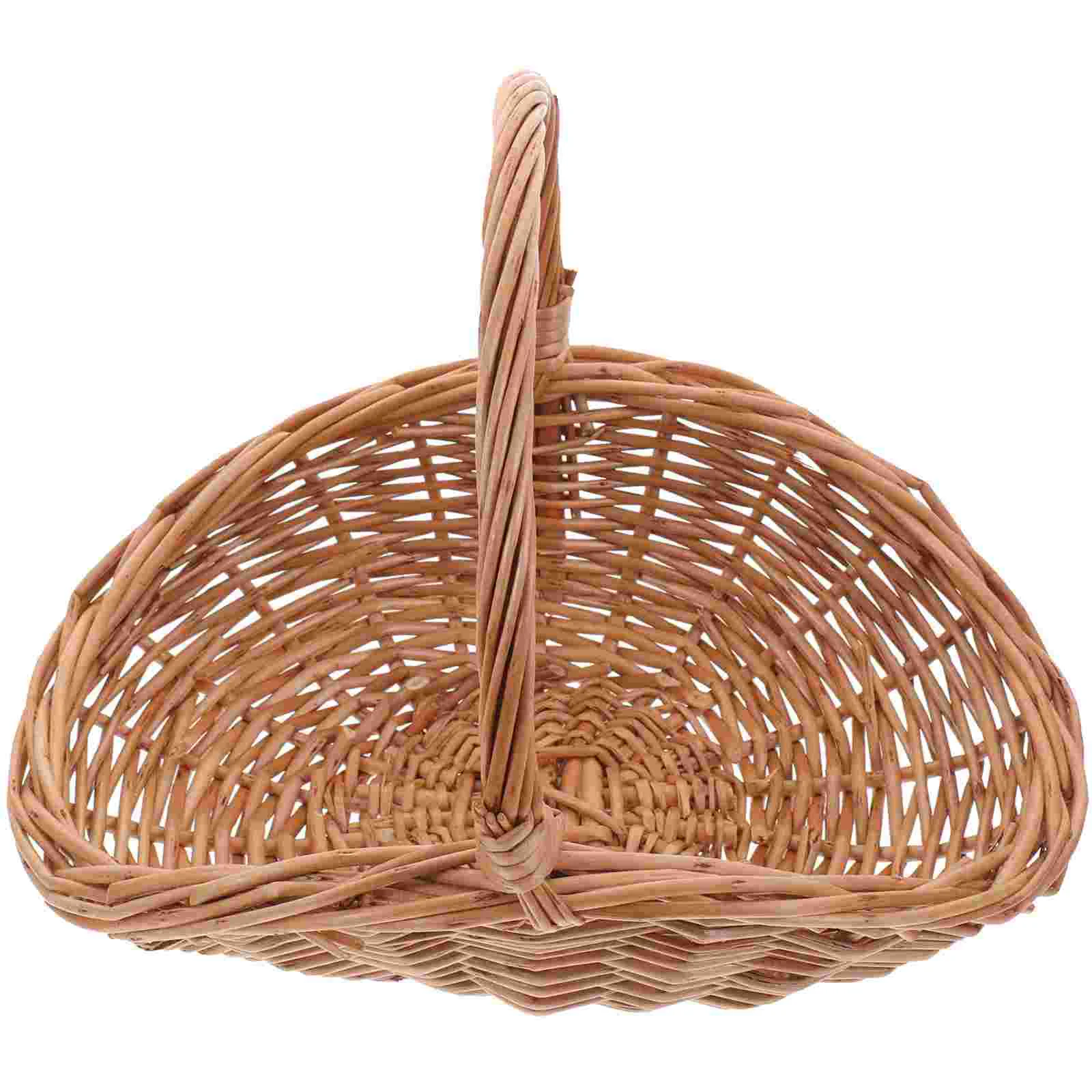 

Wicker Woven Basket Willow Gift Basket Fruit Picnic Easter Candy Serving Basket Handles Rattan Food Storage Basket Wedding