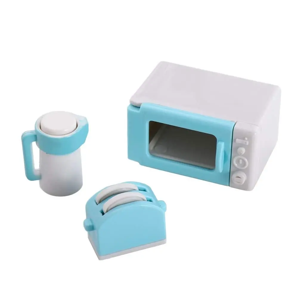 Kochgeschirr Set Kochgeschirr Zubehör Mini Mikrowelle Backofen Brotback maschine Wasserkocher Kit simulierte Möbel Puppenhaus Möbel