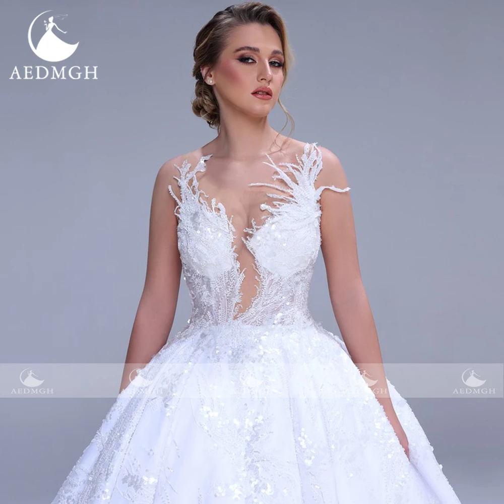 Aedmgh Ball Gown Exquisite Wedding Dresses 2024 Sweetheart Sleeveless Vestido De Novia Lace Embroidery Glitter Robe De Mariee