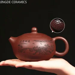 Chinese Hand-painted Xishi Teapot Classic Yixing Purple Clay Tea Pot Handmade Ball Hole Filter Beauty Kettle Zisha Tea Set
