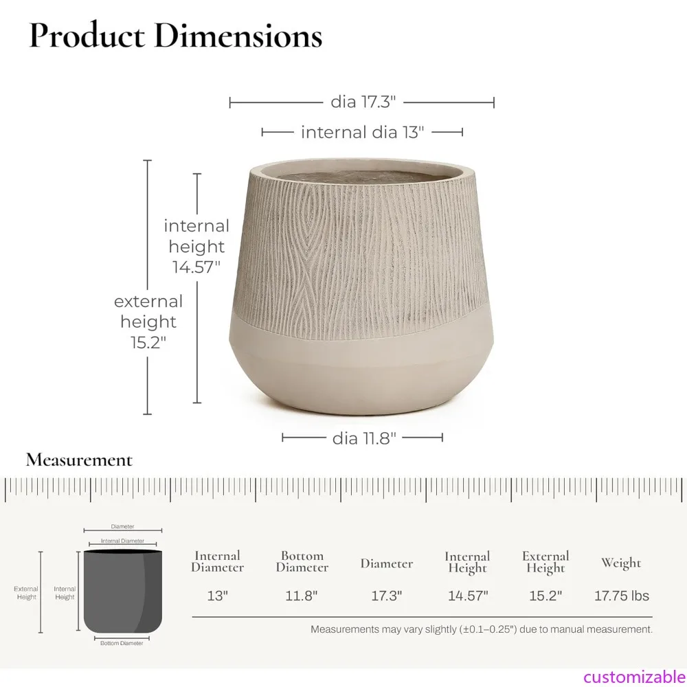 

Large Concrete Round Planter Pot with Drainage for Outdoor and Indoor Use