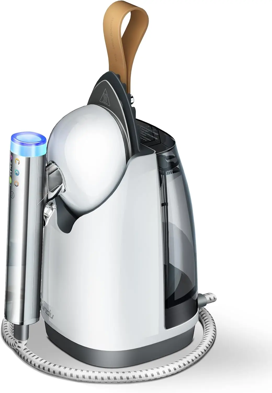 

Профессиональный отпариватель для одежды мощностью 1500 Вт, вертикальный и портативный, 2 в 1, 6 режимов пара, нагрев 30 с, резервуар на 800 мл, автоматическое отключение, белый