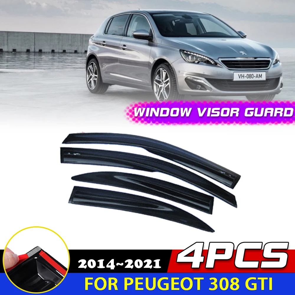 Windows Door Visor for Peugeot 308 T9 MK2 Hatchback GTi 2014~2021 Deflector Smoke Guards Cover Awnings Rain Eyebrow Accessories