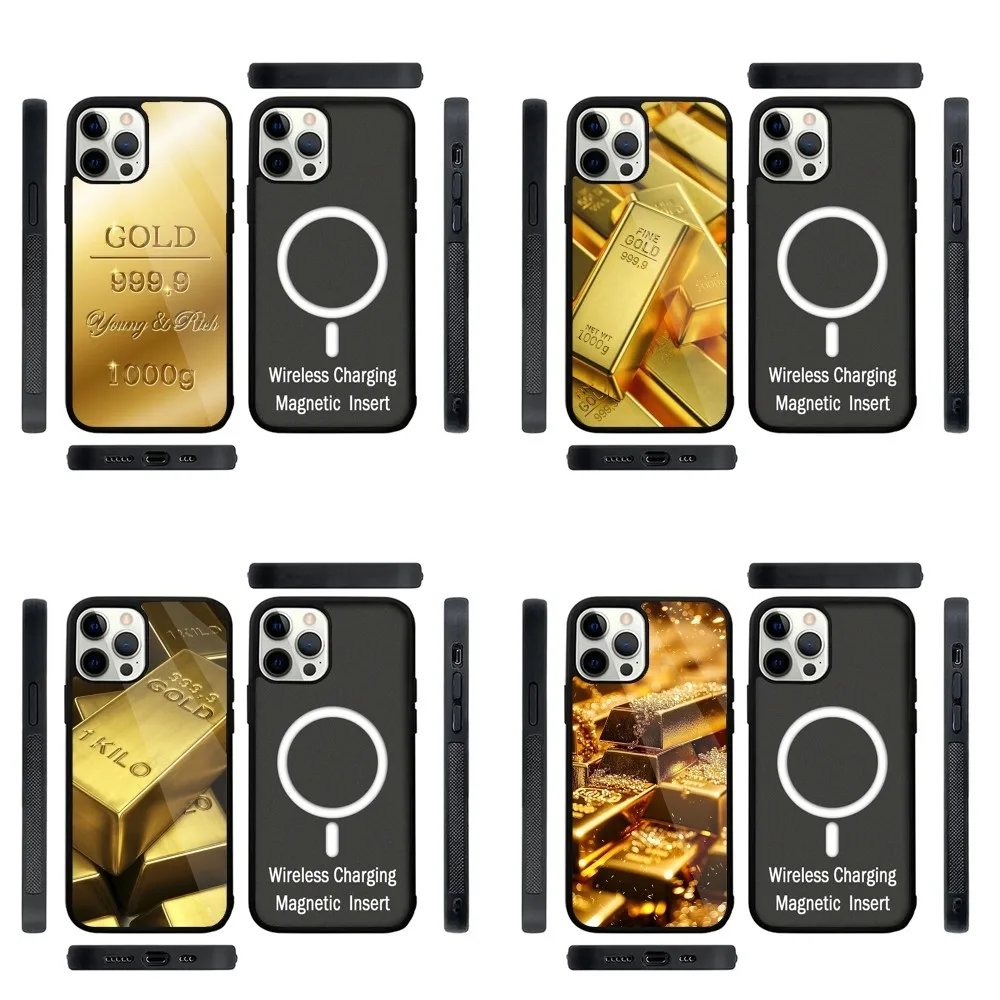 Gold Cash Art  Phone Case Strong Magnetic For IPhone 15,14,13,Pro,Max,Plus,11,12,Mini For Magsafe Wireless Charging